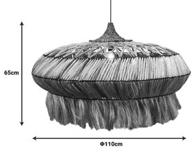 Φωτιστικό οροφής Merdone Inart abaca ξύλο σε φυσικό χρώμα Φ110x65εκ 110x110x65 εκ.