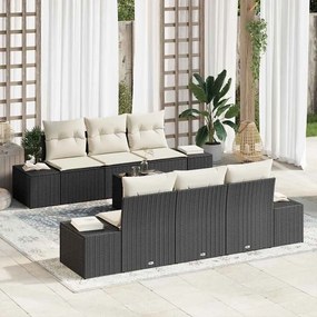vidaXL Σετ Καναπέ Κήπου 7 pcs Μαύρο Πολυ ράταν