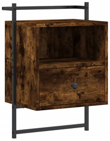 vidaXL Κομοδίνα Επιτοίχια 2 τεμ. Καπνιστή Δρυς 40x30x61 εκ Επεξ. Ξύλο