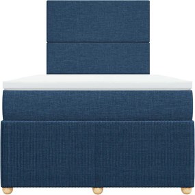 vidaXL Κρεβάτι Boxspring με Στρώμα Μπλε 120x200 εκ. Υφασμάτινο