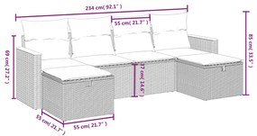 vidaXL Σετ Καναπέ Κήπου 6 τεμ. Μικτό Μπεζ Συνθετικό Ρατάν με Μαξιλάρια