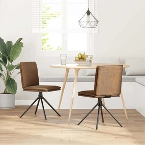 vidaXL Καρέκλα τραπεζαρίας καφέ δέρμα Faux Suede
