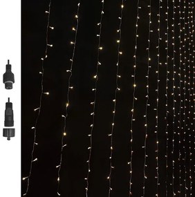 Λαμπάκια-Κουρτίνα 100Led-80x90εκ. Θερμό Λευκό Φως Επεκτεινόμενα Με Πρόγραμμα Xmas fest 93-3479