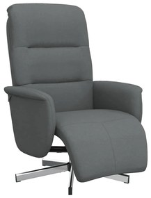 vidaXL Πολυθρόνα Ανακλινόμενη με Υποπόδιο Σκούρο Γκρι Υφασμάτινη