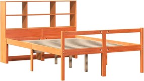 vidaXL Κρεβάτι Βιβλιοθήκη Χωρίς Στρώμα Καφέ 150x200 εκ Μασίφ Πεύκο