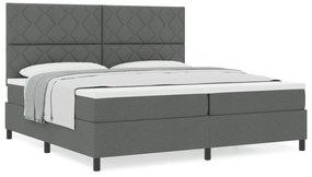 vidaXL Κρεβάτι Box Spring με Στρώμα Σκούρο Γκρι 200x200 εκ Ύφασμα