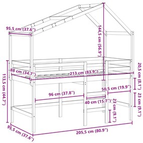 ΥΠΕΡΥΨ. ΚΡΕΒΑΤΙ 90X200 ΕΚ. ΜΑΣΙΦ ΠΕΥΚΟ ΜΕ ΣΚΑΛΑ / ΟΡΟΦΗ 3282064