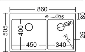 Fortinox Squadro 29285 (86x50) - Νεροχύτης κουζίνας