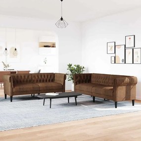 vidaXL Σετ Καναπέ 2 pcs Καφέ 201.5 x 74.5 x 74.5 εκατοστά ύφασμα