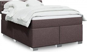 vidaXL Κρεβάτι Boxspring με Στρώμα Σκούρο Καφέ 140x200 εκ Υφασμάτινο