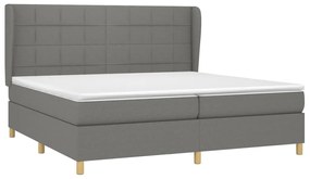 vidaXL Κρεβάτι Boxspring με Στρώμα Σκούρο Γκρι 200x200 εκ. Υφασμάτινο