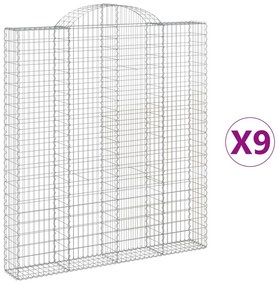 vidaXL Συρματοκιβώτια Τοξωτά 9 τεμ. 200x30x220/240 εκ. Γαλβαν. Ατσάλι