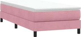 vidaXL Κρεβάτι Boxspring χωρίς Στρώμα Ροζ 90x220 εκ. Βελούδινο