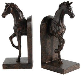 Artekko Artekko Bookends Βιβλιοστάτες Άλογα Ρητίνη Καφέ (12.7x10.2x26.7)cm Σετ/2 73642-DS