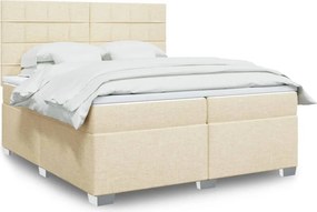 vidaXL Κρεβάτι Boxspring με Στρώμα Κρεμ 200x200 εκ. Υφασμάτινο