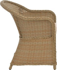 Πολυθρόνα κήπου Hadrian pakoworld rattan καφέ- textilene μπεζ 57x70x85εκ