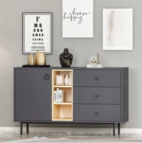 Stewehome Κονσόλα με συρτάρια και ντουλάπι Γκρι 130x40x78 cm