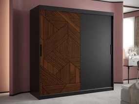 Ντουλάπα Hartford 465, Μαύρο, Καρυδί, 200x180x62cm, Πόρτες ντουλάπας: Ολίσθηση | Epipla1.gr