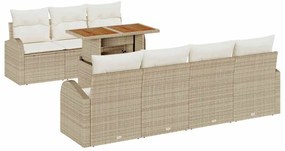 vidaXL Σετ Καναπέ Κήπου με αποθήκευση 8 pcs Μπεζ Πολυ ράταν