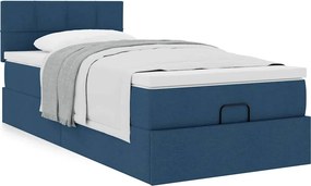 vidaXL Οθωμανικό κρεβάτι με στρώμα μπλε 100x200cm ύφασμα