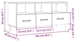 Έπιπλο Τηλεόρασης Γκρι Σκυροδέματος 102x36x50 εκ. Επεξ. Ξύλο - Γκρι