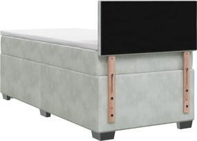 vidaXL Κρεβάτι Box Spring με Στρώμα και LED Ανοιχτό γκρι 90 x 190 cm
