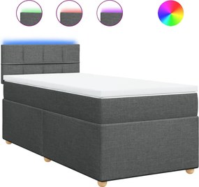 vidaXL Κρεβάτι Boxspring με Στρώμα Σκούρο Γκρι 90x200 εκ. Υφασμάτινο