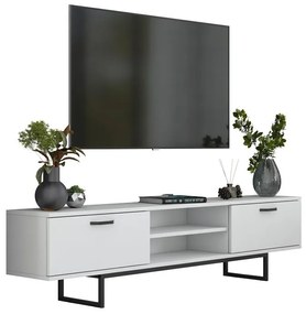 TV cabinet Vimos white melamine-black metal legs 180x29.7x43.6cm 180x29.7x43.6 εκ.