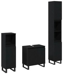 vidaXL Σετ Επίπλων Μπάνιου με αποθήκευση 3 pcs Μαύρο 30 x 30 x 190 εκ
