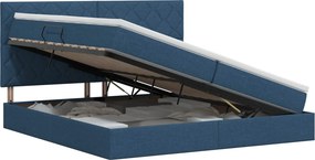 vidaXL Κρεβάτι με αποθηκευτικό χώρο και στρώμα Μπλε 200 x 200 cm