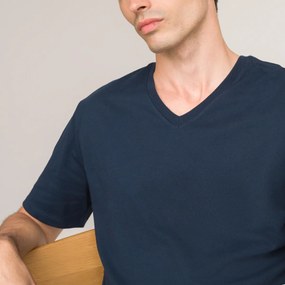 Κοντομάνικη μπλούζα με V από οργανικό βαμβάκι