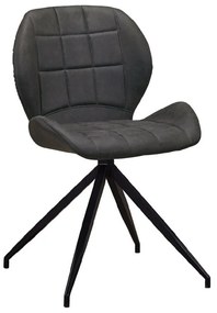 WOODWELL ΕΜ792,1NORMA Καρέκλα Τραπεζαρίας Μέταλλο Βαφή Μαύρο, Ύφασμα Suede Ανθρακί 51x53x81cm ΕΜ792,1
