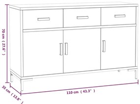 Ντουλάπι Μαύρο 110 x 35 x 70 εκ. από Μασίφ Ξύλο Πεύκου - Μαύρο