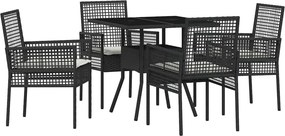 vidaXL Σέτ φαγητού για κήπο 5 pcs Μαύρο συνθετικό ρατάν