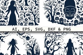 Σετ των 2 Intra απο ξύλο plywood Χρώμα wenge 3mm-4mm πάχος - Πακέτο Halloween Horror Element Δίασταση 15x15 cm INTRAFABR-99566954