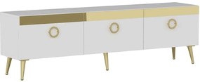 Έπιπλο Tηλεόρασης Safar 327ODS1127 150x30x45cm White-Gold