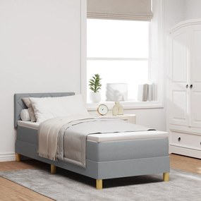 vidaXL Κρεβάτι με Βάση με Στρώμα & LED Ανοιχτό Γκρι 80x200 εκ Υφάσματος