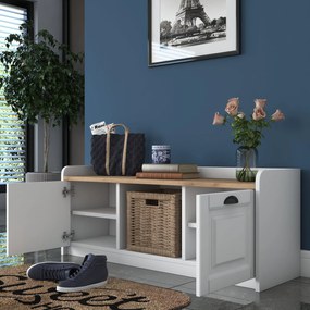 Παπουτσοθήκη P2 - 1808 - Χρώμα Λευκό &amp; Καρυδί - 120x40x45εκ