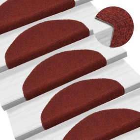 Πατάκια Σκάλας Αυτοκόλ. 10 τεμ. Κόκκινο 65x21x4 εκ Βελονιασμένα