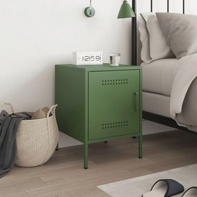 vidaXL Κομοδίνο Πράσινο Λαδί 36x39x50,5 εκ. από Χάλυβα