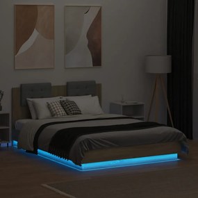 Πλαίσιο Κρεβατιού με Κεφαλάρι &amp; LED Sonoma Δρυς 120x190 εκ. - Καφέ