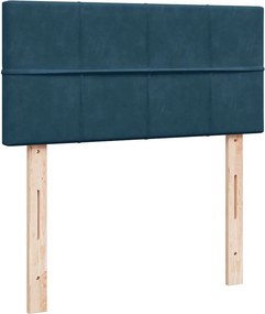 vidaXL Κρεβάτι Boxspring με Στρώμα Μπλε 100x200 εκ. Βελούδινο