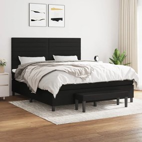 Κρεβάτι Boxspring με Στρώμα Μαύρο 180x200 εκ. Υφασμάτινο