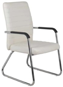 Πολυθρόνα Επισκέπτη COLLET Χρώμιο/Pu Εκρού 54x60x96cm (Σετ 4 ΤΕΜ)