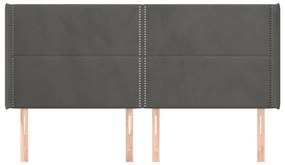Κεφαλάρι με Πτερύγια Σκούρο Γκρι 183x16x118/128 εκ. Βελούδινο 3119501