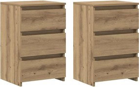 vidaXL Κομοδίνα 2 τεμ.Αρτισιανή Δρυς 40x35x62,5 εκ. Επεξ. Ξύλο
