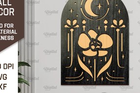 Σετ των 2 Intra απο ξύλο plywood 3mm-4mm πάχος Σχέδιο κοπής με λέιζερ διακόσμηση τοίχου Boho Δίασταση 30x20 cm INTRAFABR-103399074