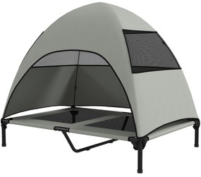 PawHut Υπαίθρια Κρεβάτι Σκύλου με Στέγαστρο, Ανυψωμένο Κρεβάτι Σκύλου για Μεγάλους Σκύλους, 106 x 76 x 99 cm, Ανοιχτό Γκρι