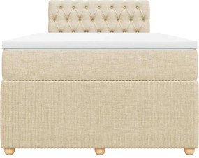 vidaXL Κρεβάτι Boxspring με Στρώμα Κρεμ 120x200 εκ. Υφασμάτινο