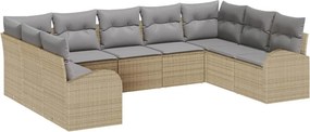 vidaXL Σετ Καναπέ με μαξιλάρι 9 pcs Μπεζ Πολυ Ρατάν